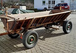 Holz Anhänger Traktor Gummiwagen Planwagen Restaurierter Oldtimer