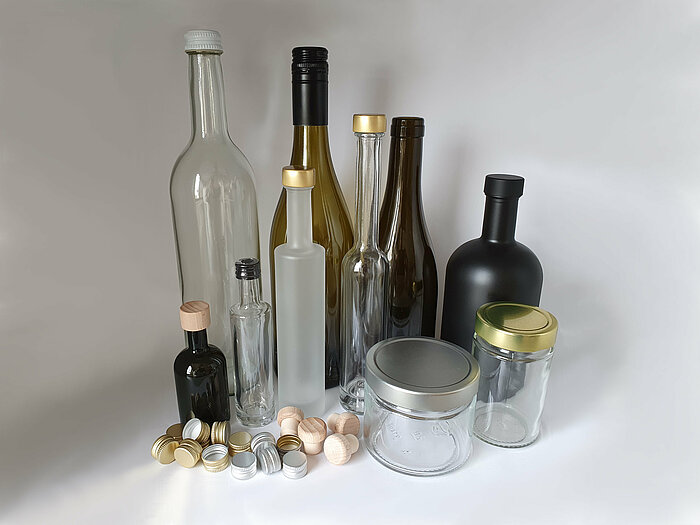 Weinflaschen, Spirituosenflaschen, Ölflaschen & Weithalsgläser