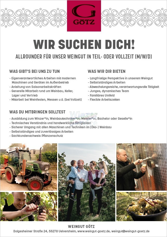 Bio-Weingut in Rheinhessen sucht Winzer (m/w/d) 