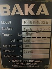 Bild 5 BAKA Hochhubwagen, Bj. 1975, 1000 kg, 24 V Batterie