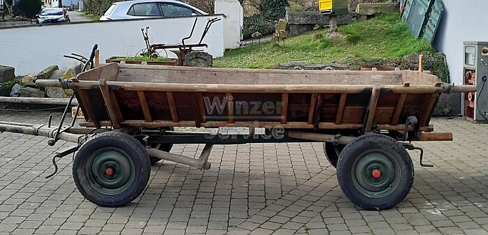 Bild 1 Restaurierter Oldtimer Holz Anhänger Traktor Gummiwagen Planwagen
